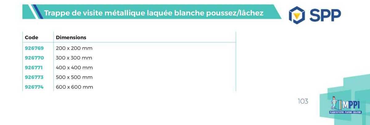 trappe de visite métallique laquée blanche poussez/lâchez spp