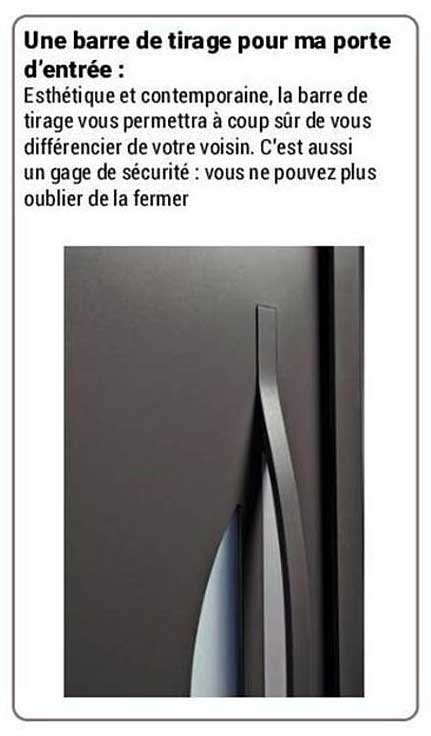 une barre de tirage pour porte d'entrée