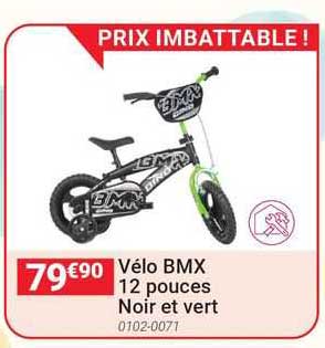 vélo bmx 12  pouces noir et vert