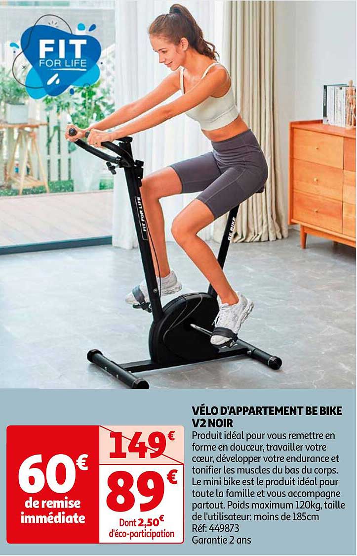 vélo d'appartement be bike v2 noir