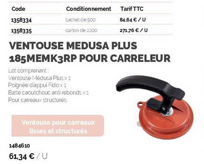 ventouse medusa plus 185 memk3rp pour carreleur