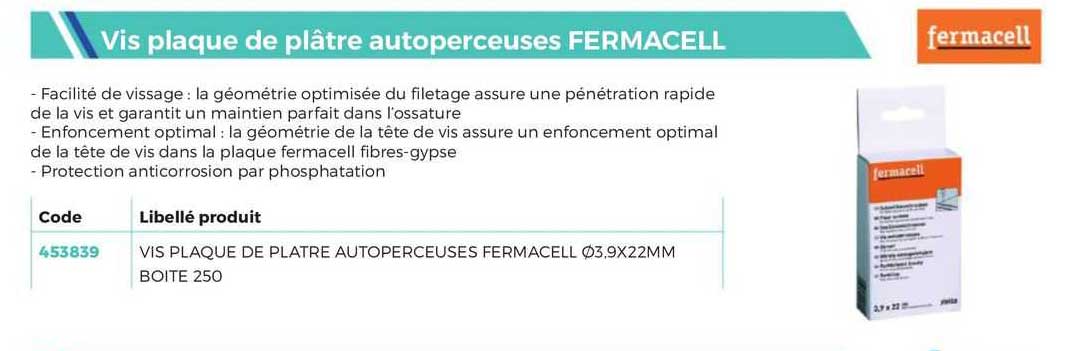 vis plaque de pla^tre autoperceuses fermacell