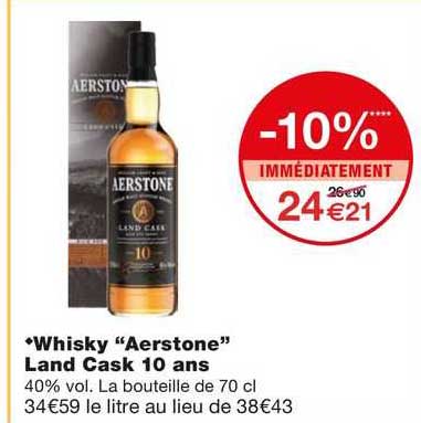 whisky "aerstone" land cask 10 ans