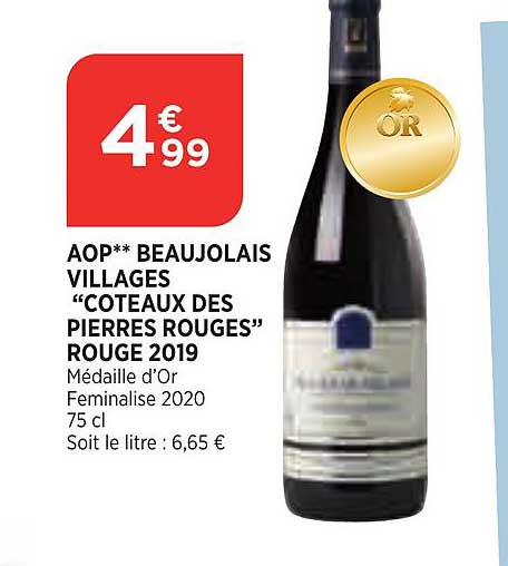 aop beaujolais villages "coteaux des pierres rouges" rouge 2019