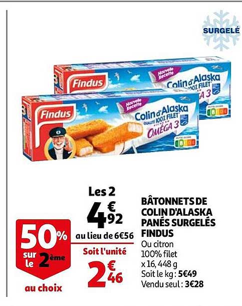Bâtonnets De Colin D'alaska Panés Surgelés Findus