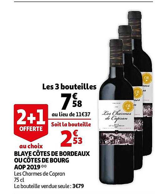 blaye côtes de bordeaux ou côtes de bourg aop 2019 les charmes de capran