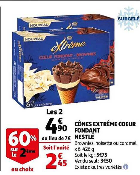 Cônes Extrême Cœur Fondant Nestlé