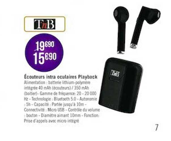 écouteurs intra oculaires playback tnb