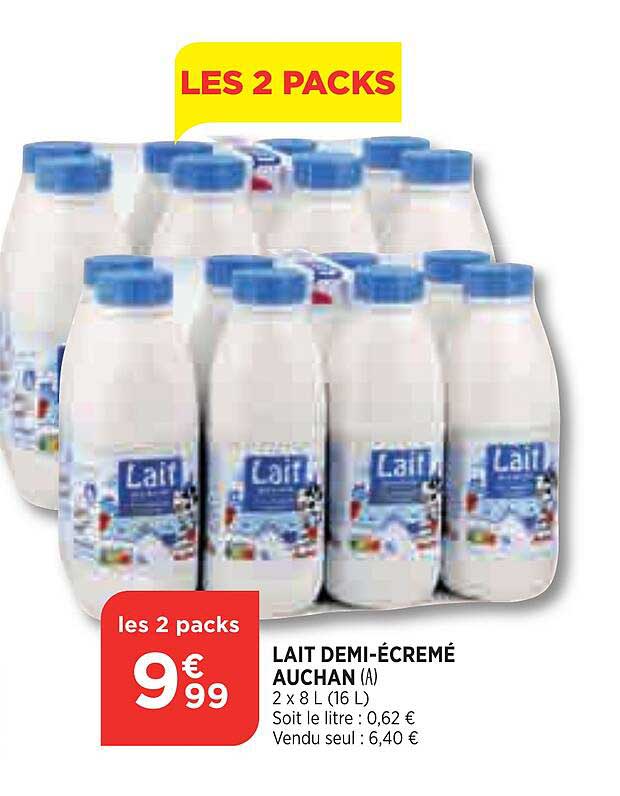 lait demi-écrémé auchan