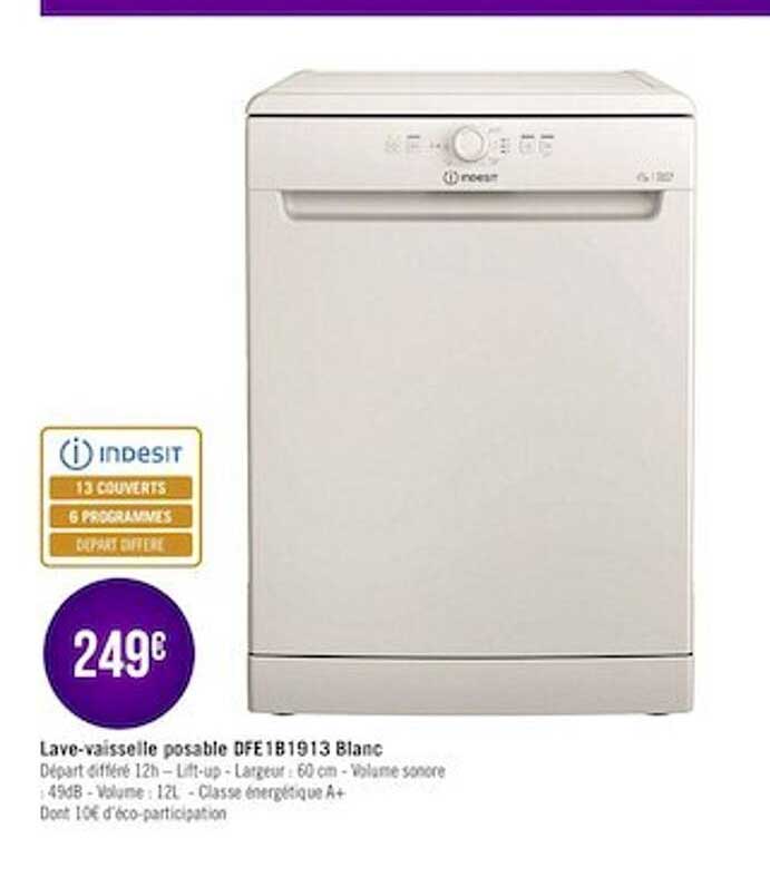 lave-vaisselle posable dfe181913 blanc indesit