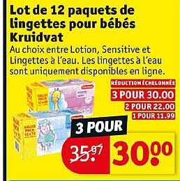 lot de 12 paquets de lingettes pour bébé kruidva