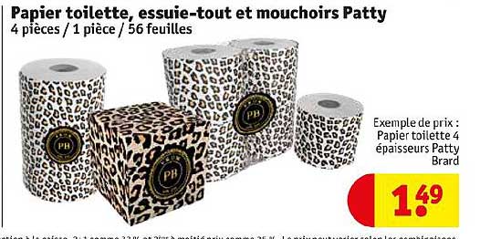 papier toilette, essuie-tout et mouchoirs patty