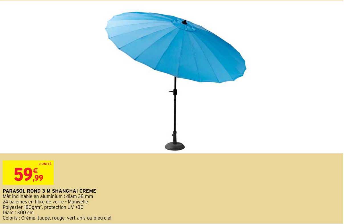 parasol rond 3 m shanghai crème
