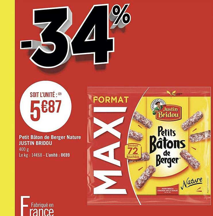 petit bâton de berger nature justin bridou