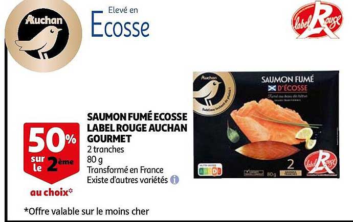 Saumon Fumé écosse Label Rouge Auchan Gourmet