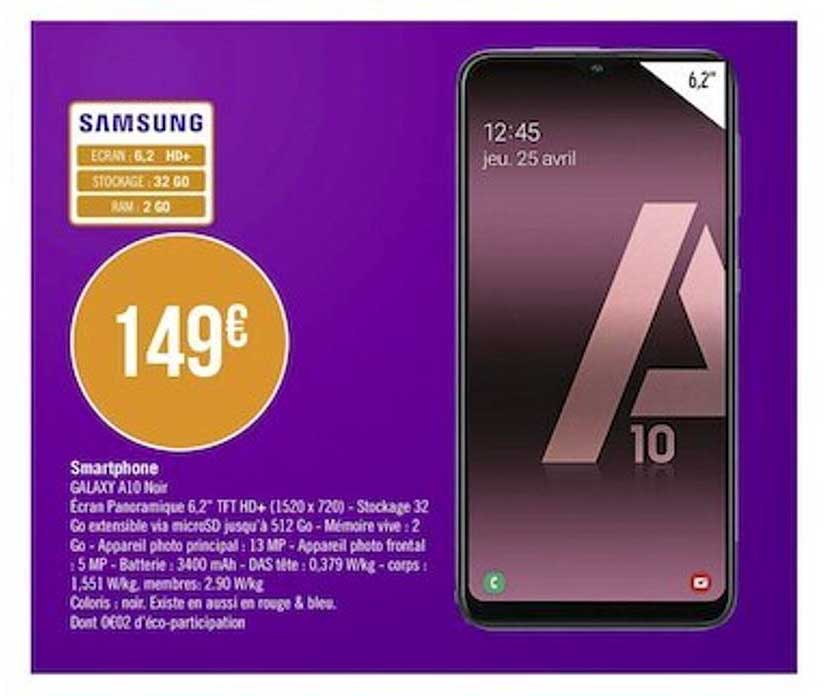 Smartphone Galaxy A10 Noir Samsung