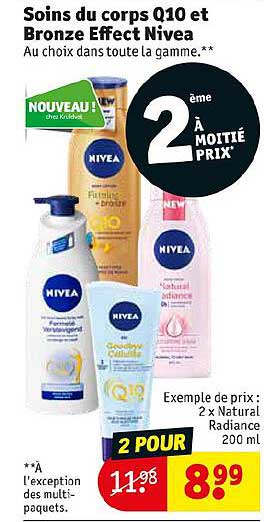 soins du corps q10 et broze effect nivea