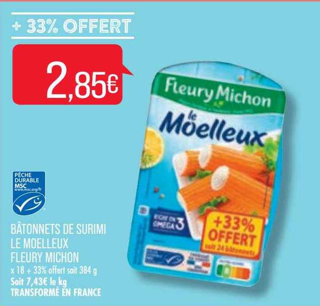 bâtonnets de surimi le moelleux fleury michon
