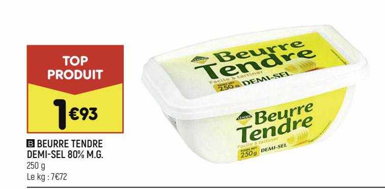 beurre tendre demi-sel 80% m.g.