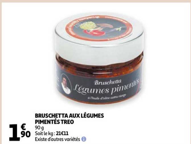 bruschetta aux légumes pimentés tréo