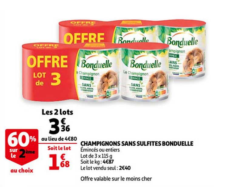 champignons sans sulfites bonduelle