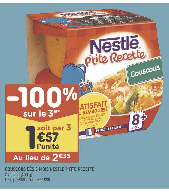 couscous dès 8 mois nestlé p'tite recette