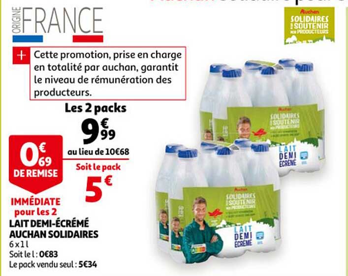 lait demi-écrémé auchan solidaires