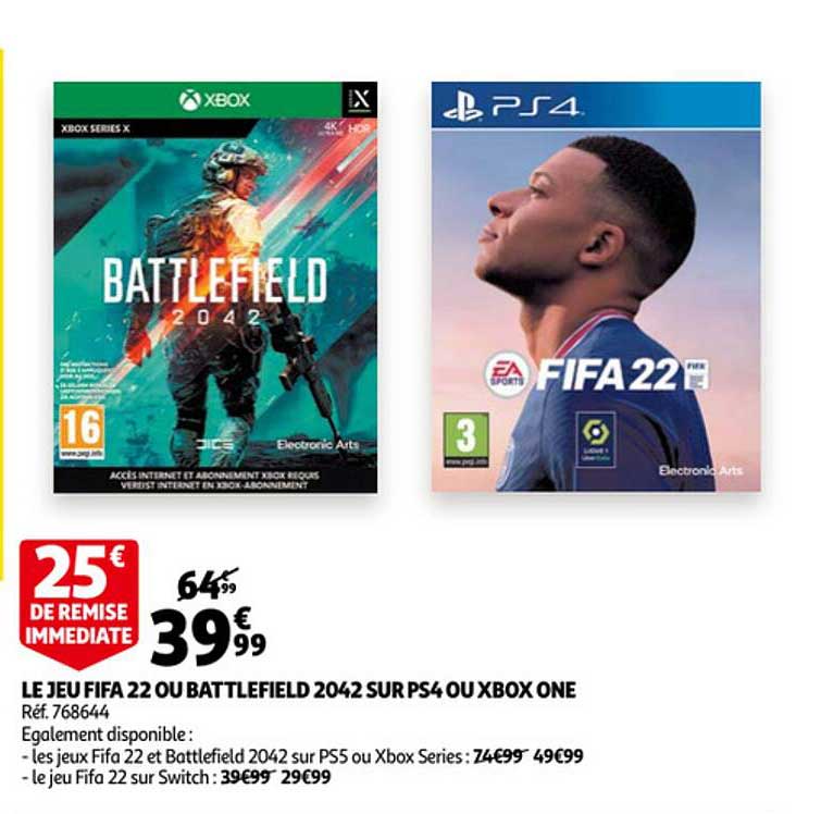le jeu fifa 22 ou battlefield 2042 sur ps4 ou xbox one