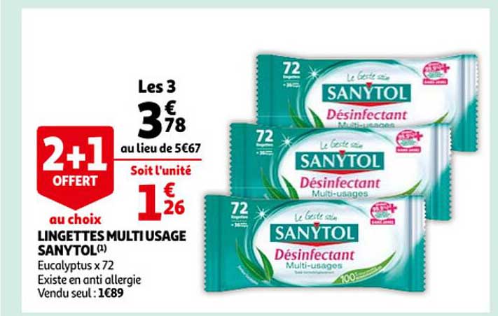 lingettes multi usage sanytol