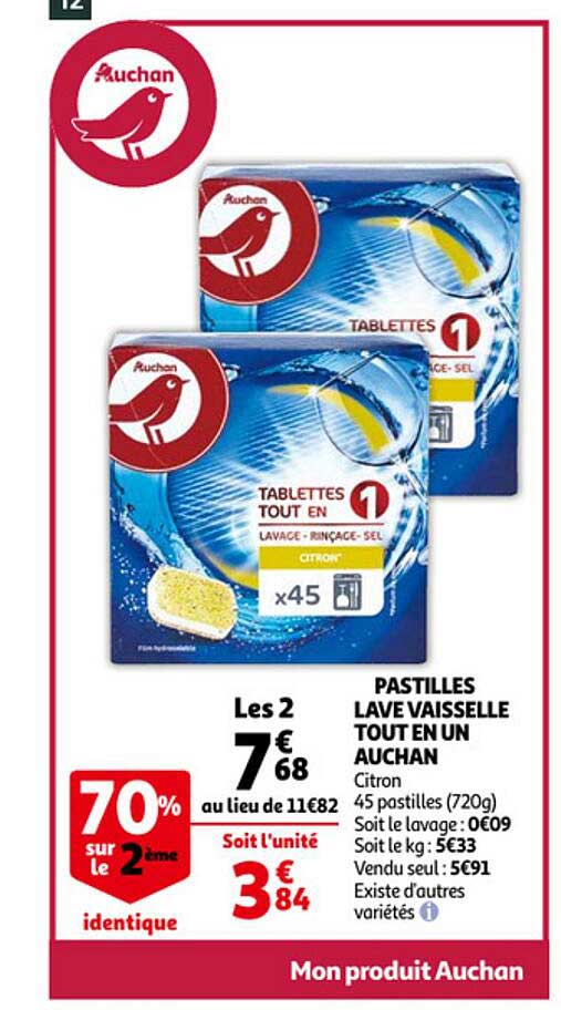 pastilles lave vaisselle tout en un auchan