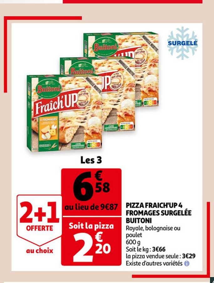 pizza fraîch'up 4 fromages surgelée buitoni