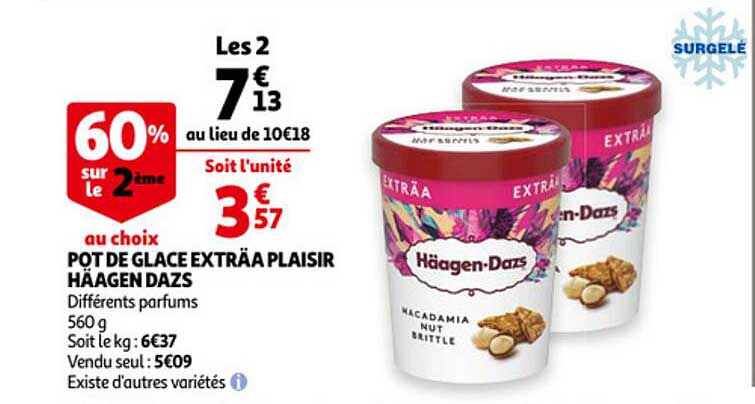 pot de glace exträa plaisir häagen dazs