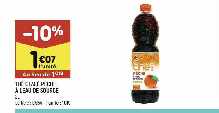 thé glacé pêche à l'eau de source