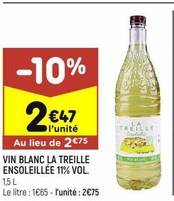 vin blanc la treille ensoleillée 11% vol.