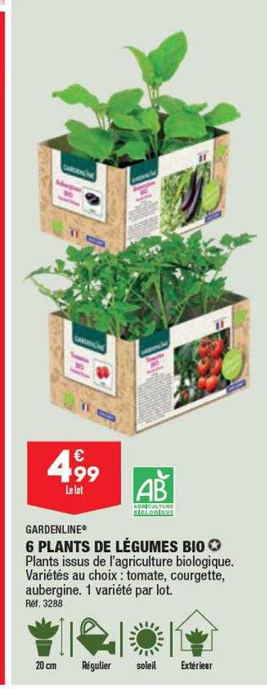 6 plants de légumes bio gardenline