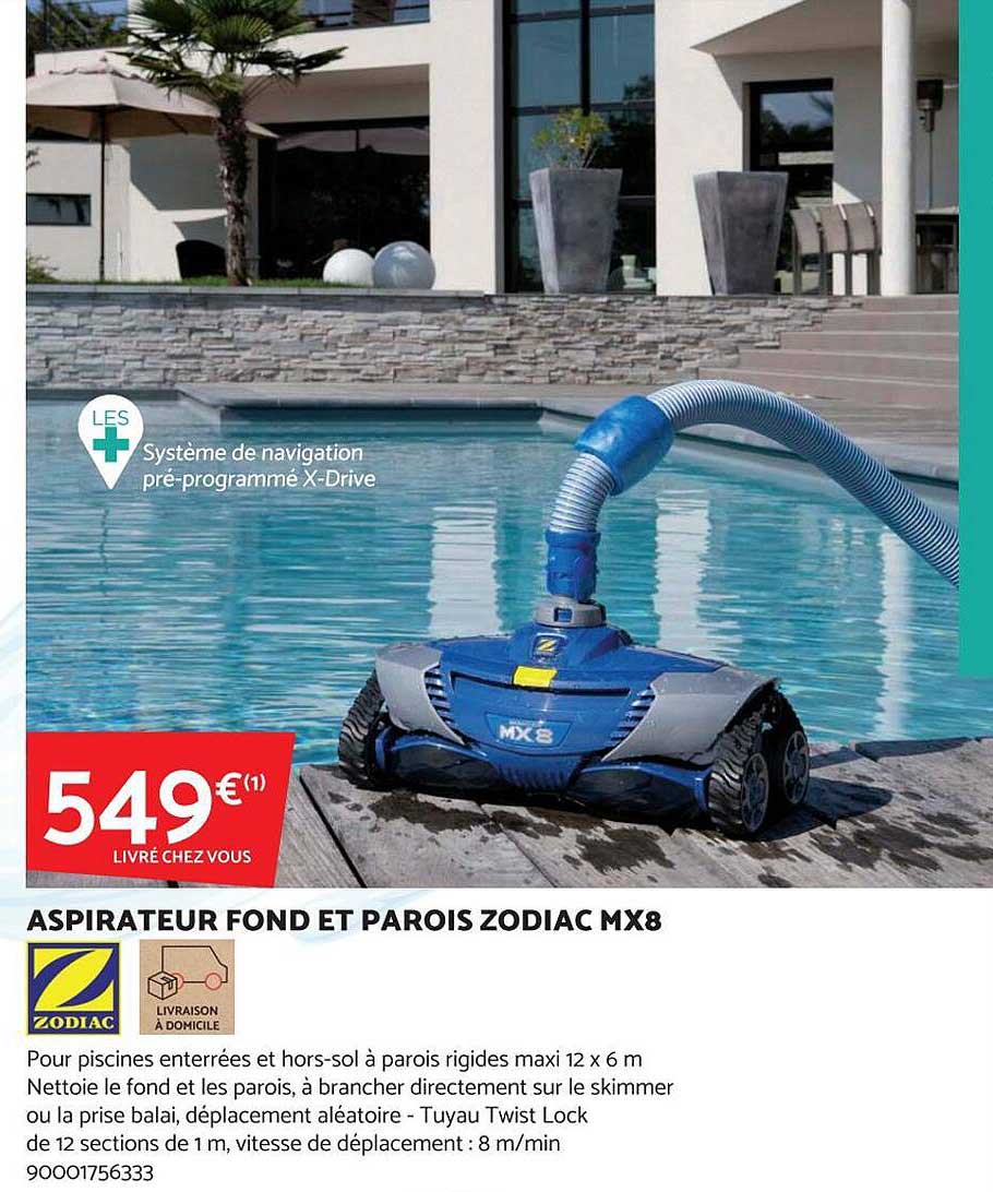 aspirateur fond et parois zodiac mx8