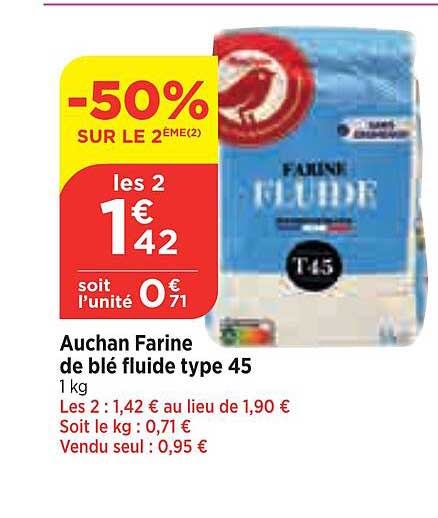 auchan farine de blé fluide type 45