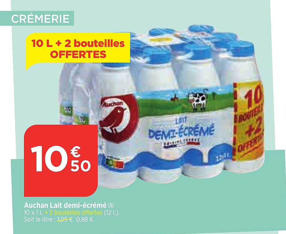 auchan lait demi-écrémé