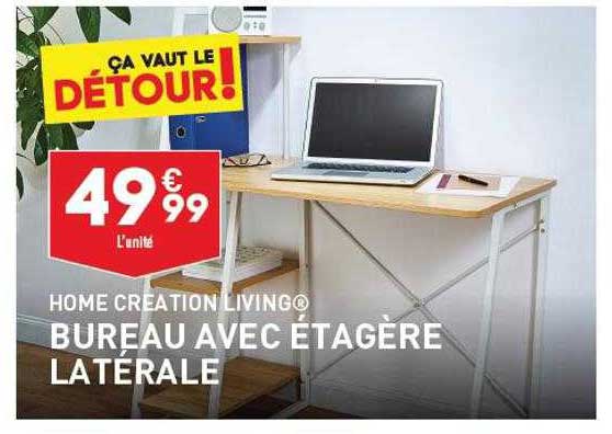 bureau avec étagère latérale home creation living