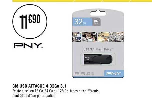 clé usb attache 4 32go 3.1 pny