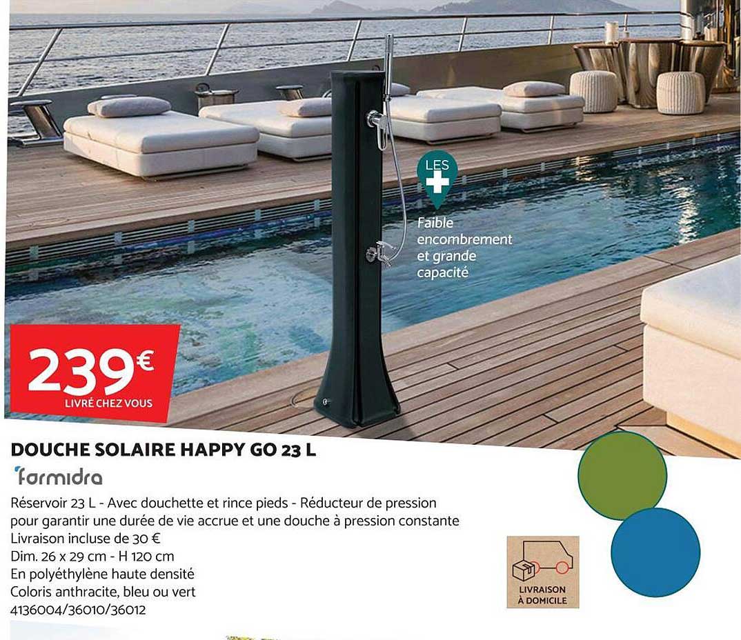 douche solaire happy go 23l farmidra