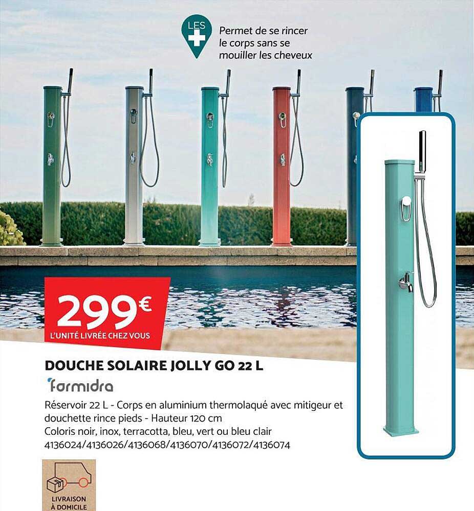 douche solaire jolly go 22l formidra