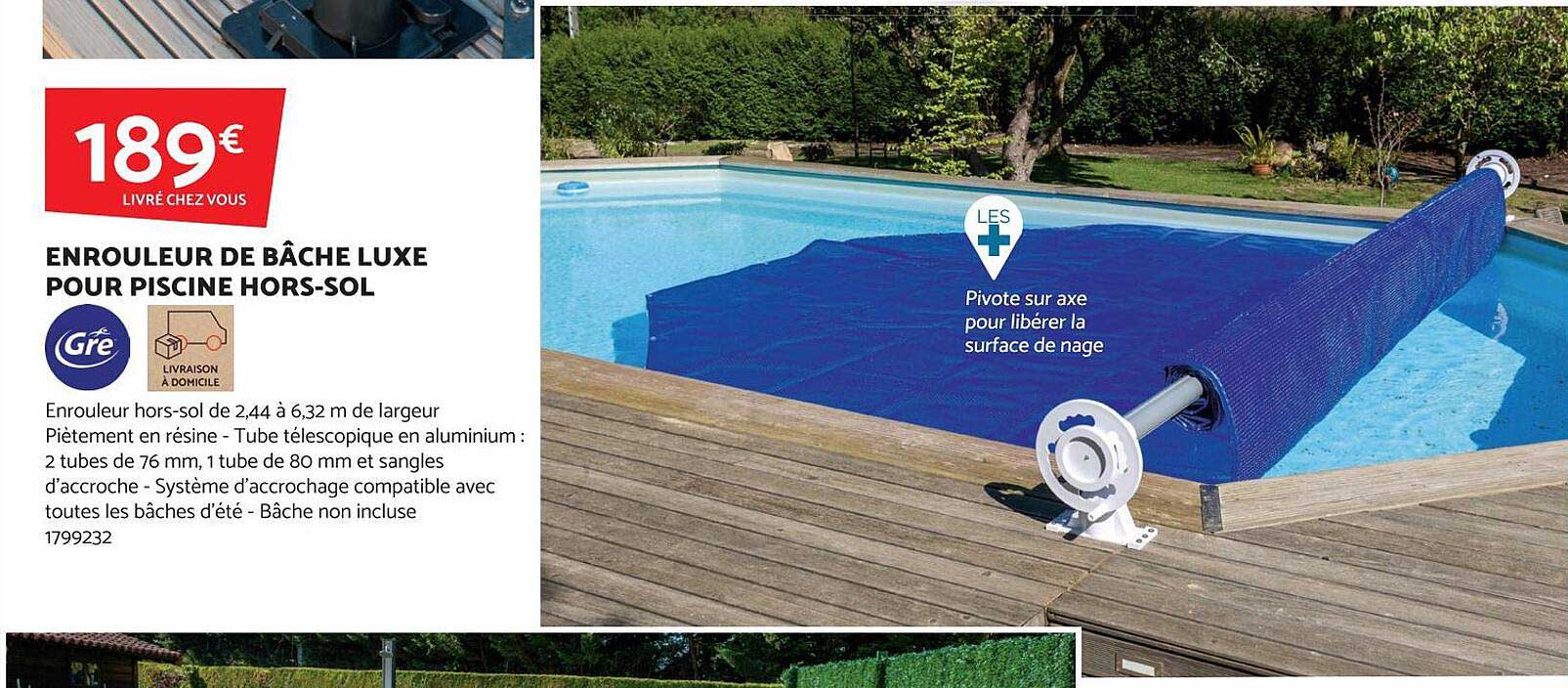 Enrouleur De Bâche Luxe Pour Piscine Hors-sol Gré