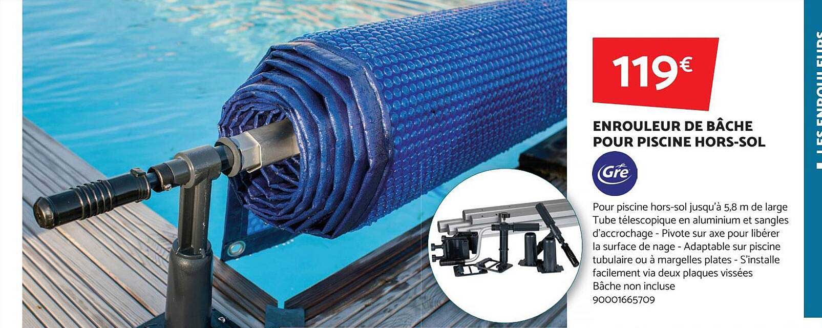 enrouleur de bâche pour piscine hors-sol gré