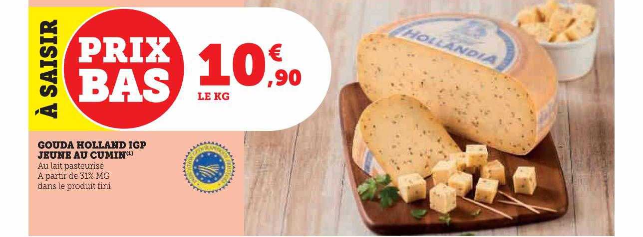 gouda holland igp jeune au cumin