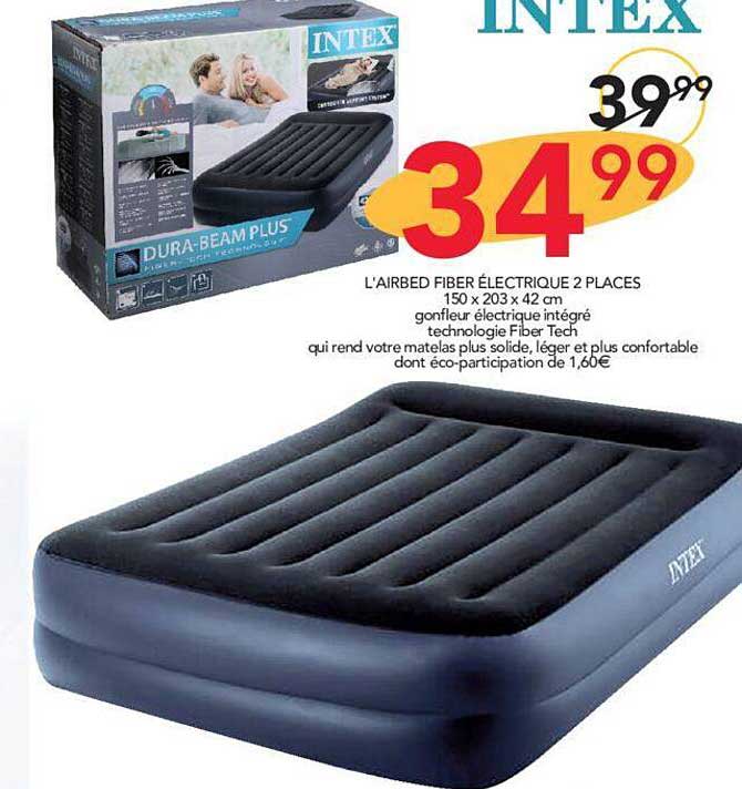 L'airbed Fiber électrique 2 Places Intex