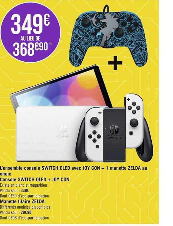 l'ensemble console switch oled avec joy con + 1 manette zelda au choix