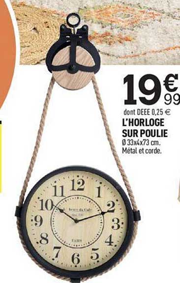 l'horloge sur poulie