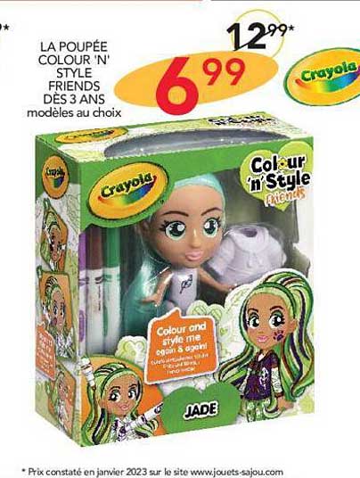 la poupée colour 'n' style friends dès 3 ans crayola