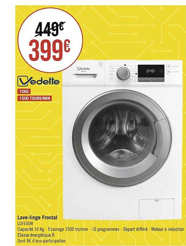 lave-linge frontal vedette 10 kg